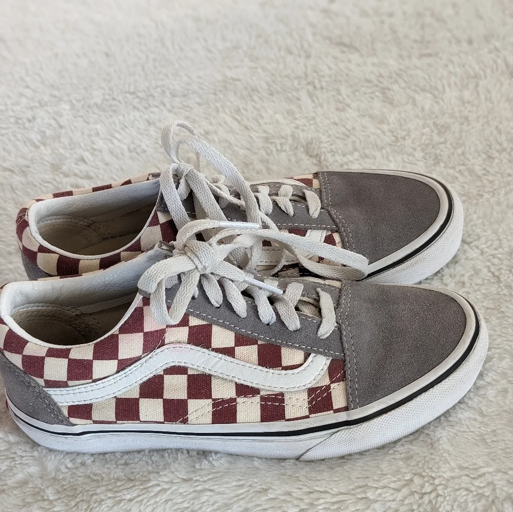 Great Condition: Vans Old Skool checkerboard Suede/Canvas Women’s 5.5 (M… - Picture 3 of 14